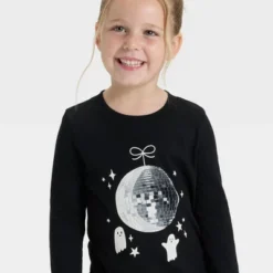 Toddler Girls' Long Sleeve Halloween Graphic T-Shirt - Cat & Jack™ Black