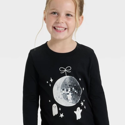 Toddler Girls' Long Sleeve Halloween Graphic T-Shirt - Cat & Jack™ Black 3 Toddler Girls' Long Sleeve Halloween Graphic T-Shirt - Cat & Jack™ Black