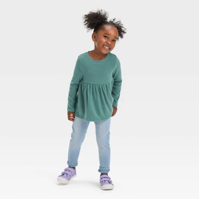 Toddler Girls' Ribbed Shirt - Cat & Jack™ Green 4 Toddler Girls' Ribbed Shirt - Cat & Jack™ Green - Image 2