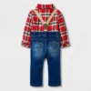 Baby Boys' Holiday Plaid Suspender Top & Bottom Set - Cat & Jack™ Red -Kid Clothing GUEST 4ebe6511 83dd 45ad 8c4b 93e14da49be6