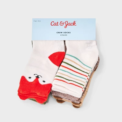 Toddler 6pk Critter Crew Socks - Cat & Jack™ 3 Toddler 6pk Critter Crew Socks - Cat & Jack™
