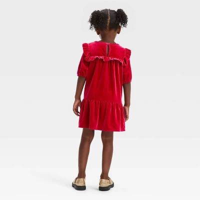 Toddler Girls' Solid Short Sleeve A-Line Dress - Cat & Jack™ Red 3 Toddler Girls' Solid Short Sleeve A-Line Dress - Cat & Jack™ Red