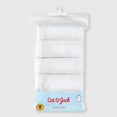 Boys' 5pk Crew Neck T-shirt - Cat & Jack™ White 3 Boys' 5pk Crew Neck T-shirt - Cat & Jack™ White