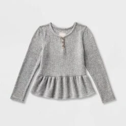 Girls' Adaptive Long Sleeve Henley Peplum Shirt - Cat & Jack™ Heather Gray 7 Girls' Adaptive Long Sleeve Henley Peplum Shirt - Cat & Jack™ Heather Gray -Kid Clothing GUEST 52501053 89a3 43eb aeb2 f2214fd0a42e