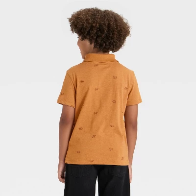 Boys' Short Sleeve Printed Polo Shirt - Cat & Jack™ Orange 3 Boys' Short Sleeve Printed Polo Shirt - Cat & Jack™ Orange