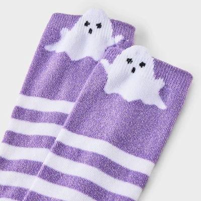 Kids' 2pk Sparkle Ghost And Striped Halloween Knee High Socks - Cat & Jack™ 4 Kids' 2pk Sparkle Ghost And Striped Halloween Knee High Socks - Cat & Jack™ - Image 2