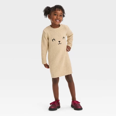 Toddler Girls' Teddy Bear Printed Dress - Cat & Jack™ Beige 4 Toddler Girls' Teddy Bear Printed Dress - Cat & Jack™ Beige - Image 2