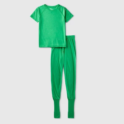 Kids' Adaptive 2pc Port Access Pajama Set - Cat & Jack™ Green 6 Kids' Adaptive 2pc Port Access Pajama Set - Cat & Jack™ Green - Image 4