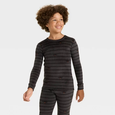 Kids' Halloween Bats Long Sleeve Snuggly Soft Pajama Set - Cat & Jack™ Gray 4 Kids' Halloween Bats Long Sleeve Snuggly Soft Pajama Set - Cat & Jack™ Gray - Image 2