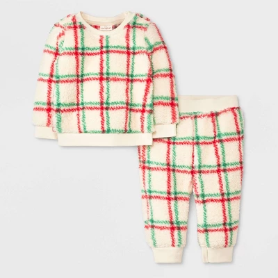 Baby Plaid Faux Shearling Top & Bottom Set - Cat & Jack™ Off-White 5 Baby Plaid Faux Shearling Top & Bottom Set - Cat & Jack™ Off-White - Image 3