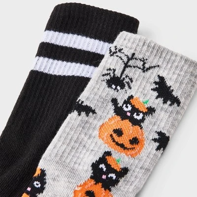 Girls' 2pk Pumpkin Halloween Crew Socks - Cat & Jack™ 4 Girls' 2pk Pumpkin Halloween Crew Socks - Cat & Jack™ - Image 2