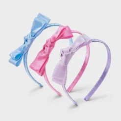 Girls' 3pk Bow Headband Set - Cat & Jack™️ Purple/Blue/Pink: Fashion Accessory For All Hair Types -Kid Clothing GUEST 5546076e 6335 49b7 87fd 093d276812d6