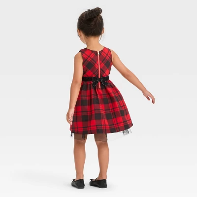 Toddler Girls' Plaid Dress - Cat & Jack™ Red 3 Toddler Girls' Plaid Dress - Cat & Jack™ Red