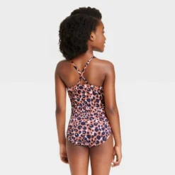 Girls' Cheetah In Hiding One Piece Swimsuit - Cat & Jack™ Blue -Kid Clothing GUEST 560a72ea 9f97 44b5 8840 dc5f49c0ccfa