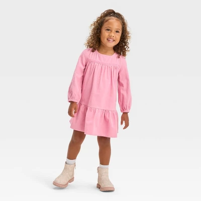 Toddler Girls' Rose Sequin Corduroy Long Sleeve Dress - Cat & Jack™ Dusty Pink 4 Toddler Girls' Rose Sequin Corduroy Long Sleeve Dress - Cat & Jack™ Dusty Pink - Image 2