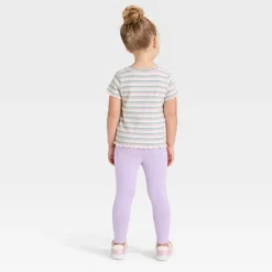 Toddler Girls' Short Sleeve Striped Ribbed T-Shirt - Cat & Jack™ Ivory 2T