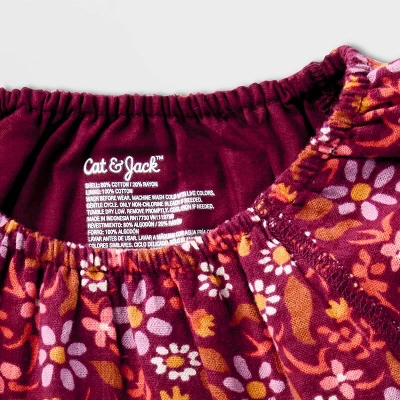 Toddler Girls' Adaptive Short Sleeve Woven Dress - Cat & Jack™ Burgundy 4 Toddler Girls' Adaptive Short Sleeve Woven Dress - Cat & Jack™ Burgundy - Image 2