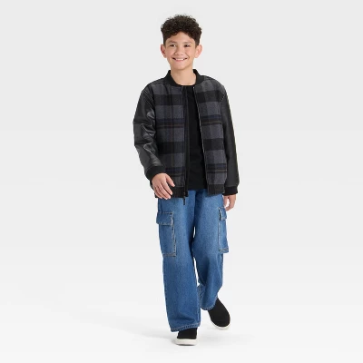 Boys' Plaid Bomber Jacket - Cat & Jack™ Black 4 Boys' Plaid Bomber Jacket - Cat & Jack™ Black - Image 2