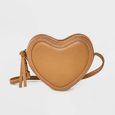 Girls' Heart Shaped Crossbody Bag - Cat & Jack™ Brown 6 Girls' Heart Shaped Crossbody Bag - Cat & Jack™ Brown - Image 4