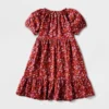 Girls' Adaptive Short Sleeve Woven Dress - Cat & Jack™ Burgundy