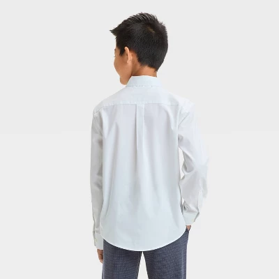 Boys' Long Sleeve Button-Down Shirt - Cat & Jack™ White 3 Boys' Long Sleeve Button-Down Shirt - Cat & Jack™ White