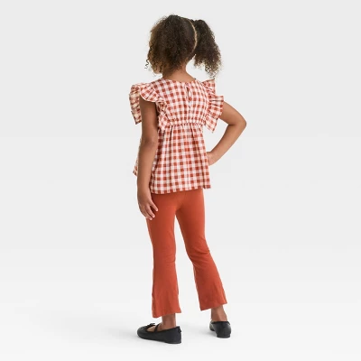 Toddler Girls' Checkered Top & Leggings Set - Cat & Jack™ Brown 3 Toddler Girls' Checkered Top & Leggings Set - Cat & Jack™ Brown