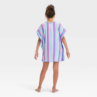 Girls' Striped Cover Up Top - Cat & Jack™ Blue 3 Girls' Striped Cover Up Top - Cat & Jack™ Blue