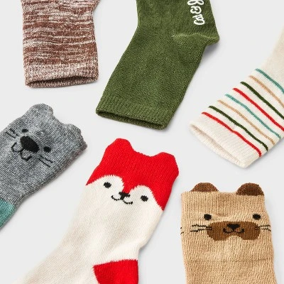 Toddler 6pk Critter Crew Socks - Cat & Jack™ 4 Toddler 6pk Critter Crew Socks - Cat & Jack™ - Image 2