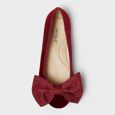 Girls' Perla Ballet Flats - Cat & Jack™ Red 4 Girls' Perla Ballet Flats - Cat & Jack™ Red - Image 2
