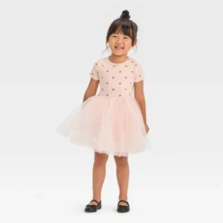 Toddler Girls' Bow-Tie Short Sleeve Knit Tulle Dress - Cat & Jack™ Pink -Kid Clothing GUEST 5bcf8a52 21f6 4b0b aadc ca70cf1dd79f