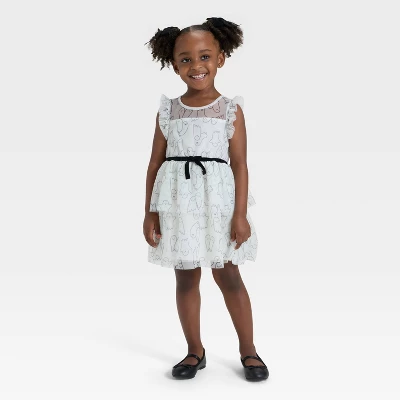 Toddler Girls' Sleeveless Halloween Ghost Tulle Dress - Cat & Jack™ Cream 4 Toddler Girls' Sleeveless Halloween Ghost Tulle Dress - Cat & Jack™ Cream - Image 2