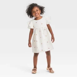 Toddler Girls' Embroidered Dress - Cat & Jack™ Cream -Kid Clothing GUEST 5c34a149 ac0d 4c52 bcfd 87f91b6b1a5d