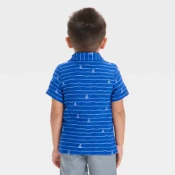 Toddler Boys' Sailboat Printed Gauze Woven Shirt - Cat & Jack™ Blue