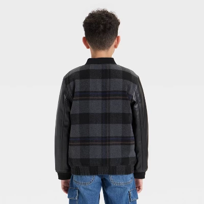 Boys' Plaid Bomber Jacket - Cat & Jack™ Black 3 Boys' Plaid Bomber Jacket - Cat & Jack™ Black