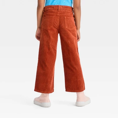 Girls' Wide Leg Corduroy Crop Pants - Cat & Jack™ Orange 3 Girls' Wide Leg Corduroy Crop Pants - Cat & Jack™ Orange