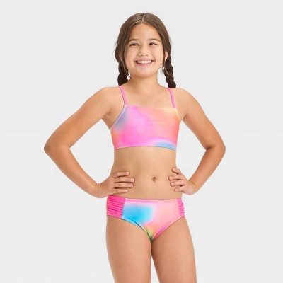 Girls' Rainbow Sparkle Rash Guard Set - Cat & Jack™ Pink 3 Girls' Rainbow Sparkle Rash Guard Set - Cat & Jack™ Pink