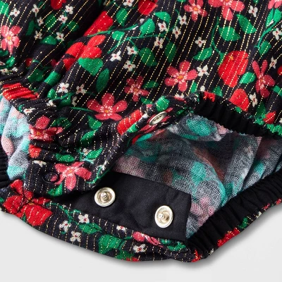 Baby Girls' Woven Lurex Romper - Cat & Jack™ Black 3 Baby Girls' Woven Lurex Romper - Cat & Jack™ Black