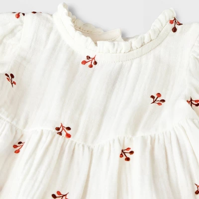 Baby Girls' Floral Embroidered Dress & Bottom Set - Cat & Jack™ Cream 4 Baby Girls' Floral Embroidered Dress & Bottom Set - Cat & Jack™ Cream - Image 2