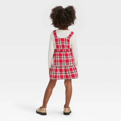 Toddler Girls' Plaid Skirtall Set - Cat & Jack™ Red 3 Toddler Girls' Plaid Skirtall Set - Cat & Jack™ Red