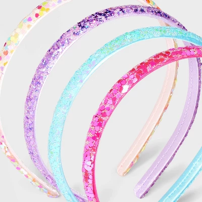Girls' 4pk Heart And Butterfly Glitter Headband Set - Cat & Jack™: Hair Styling Accessories, All Hair Types, Plastic, Recycled Polyester 4 Girls' 4pk Heart And Butterfly Glitter Headband Set - Cat & Jack™: Hair Styling Accessories, All Hair Types, Plastic, Recycled Polyester - Image 2