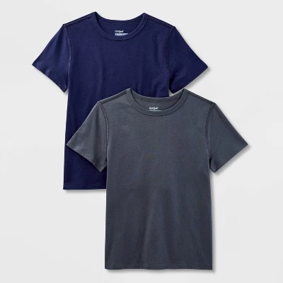 Kids' 2pk Adaptive Short Sleeve T-Shirt - Cat & Jack™ Charcoal Gray/Navy Blue 6 Kids' 2pk Adaptive Short Sleeve T-Shirt - Cat & Jack™ Charcoal Gray/Navy Blue - Image 4