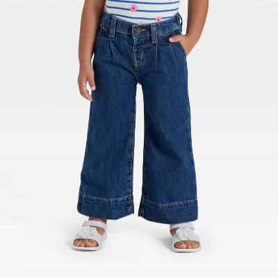 Toddler Girls' Pleated Denim Pants - Cat & Jack™ Dark Wash 5 Toddler Girls' Pleated Denim Pants - Cat & Jack™ Dark Wash - Image 3