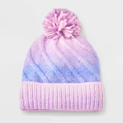 Toddler Girls' Knitted Cable Ombre Striped Beanies - Cat & Jack™ Pink 5 Toddler Girls' Knitted Cable Ombre Striped Beanies - Cat & Jack™ Pink - Image 3