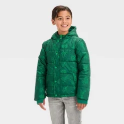 Boys' Dinosaur Puffer Jacket - Cat & Jack™ Dark Green -Kid Clothing GUEST 653a3223 86a1 4dc7 9a88 8889da797ccf