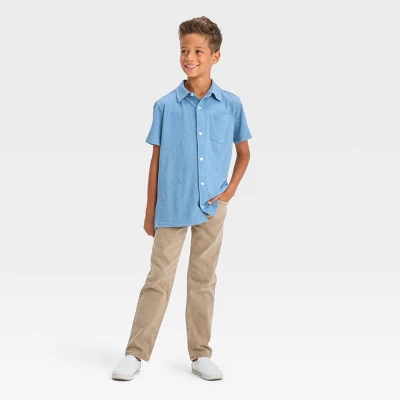 Boys' Short Sleeve Jersey Button-Down Shirt - Cat & Jack™ 4 Boys' Short Sleeve Jersey Button-Down Shirt - Cat & Jack™ - Image 2