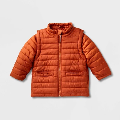 Toddler Adaptive Puffer Jacket - Cat & Jack™ Orange 6 Toddler Adaptive Puffer Jacket - Cat & Jack™ Orange - Image 4