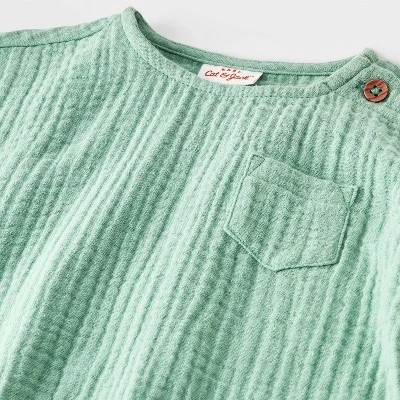 Baby Boys' 2pc Pocket Gauze Shorts Set - Cat & Jack™ Blue 4 Baby Boys' 2pc Pocket Gauze Shorts Set - Cat & Jack™ Blue - Image 2