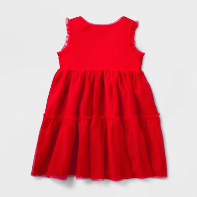Toddler Girls' Adaptive Sequin Tulle A-Line Dress - Cat & Jack™ Red 3 Toddler Girls' Adaptive Sequin Tulle A-Line Dress - Cat & Jack™ Red