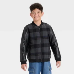 Boys' Plaid Bomber Jacket - Cat & Jack™ Black 7 Boys' Plaid Bomber Jacket - Cat & Jack™ Black -Kid Clothing GUEST 6a120531 e7c6 4aa5 b5c1 f2a635d71685