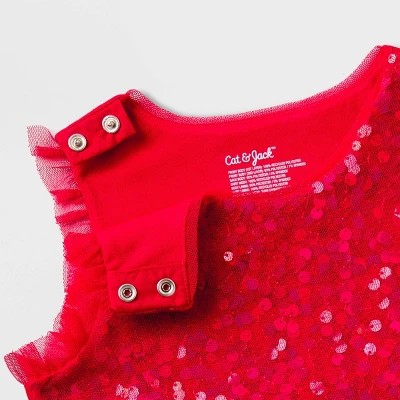 Toddler Girls' Adaptive Sequin Tulle A-Line Dress - Cat & Jack™ Red 4 Toddler Girls' Adaptive Sequin Tulle A-Line Dress - Cat & Jack™ Red - Image 2
